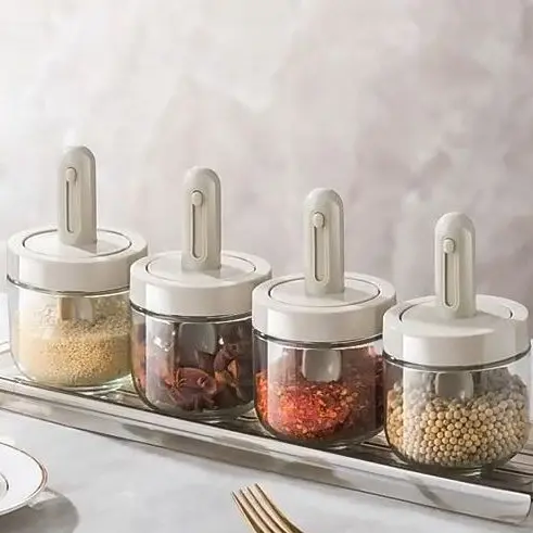 Com bo Lọ đựng gia vị, Hũ đựng gia vị bằng thủy tinh cao cấp dung tính 300ml