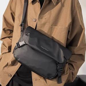 Men's Oxford Cloth Shoulder Bag Casual Crossbody Backpack Simple Black Trendy Style Square Bag Shoulder Strap Adjustable Waterproof