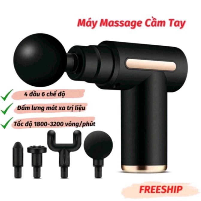 Máy Massage Cầm tay mini toàn thân 6 cấp độ chuyên nghiệp, kèm thêm 4 đầu massage