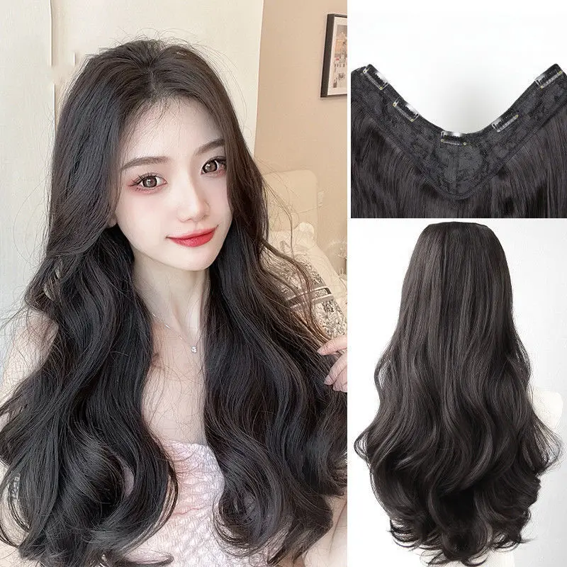 U-Shaped Curly Hair Natural & Fluffy Wig Female Long Hair, Natural, Easy to Install, Firm, Comfortable Hair Texture