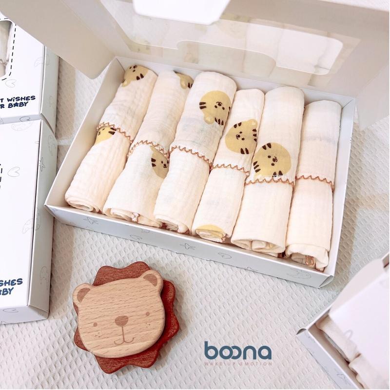 Sét 6 Khăn Sữa Muslin Boona Cao cấp Cho Bé Sơ Sinh 2