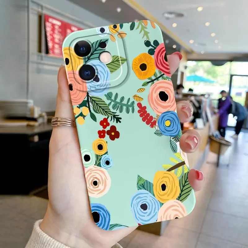 Soft Case For Redmi Note 9 10 4G 2021 2022 9C 9C NFC 8 9A 9AT 9A Sport 9T 9 Power Note 10 4G Note 10 5G Note Pro Note 11 4G Note 11 Pro Note 7 Note 7S Note 8 Note 8 Pro 9S Silicon TPU Indah Floral Lens Protective Migun Case 1