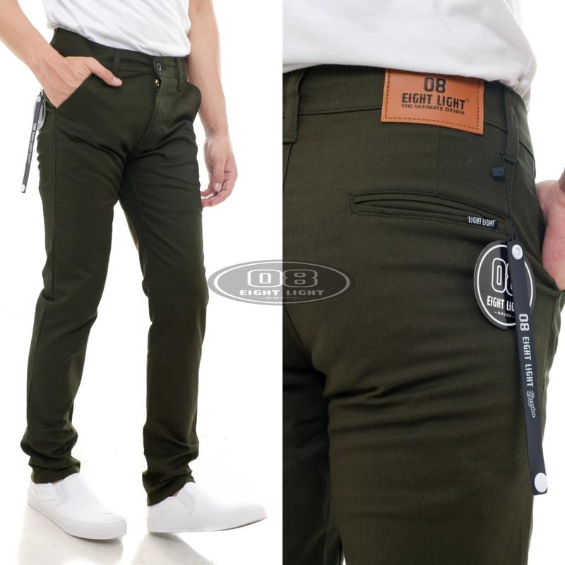EIGHT LIGHT DENIM - Celana Chino Panjang Pria Slim Fit Pensil Streatch Premium New Cotton Scot Hight Twill 3