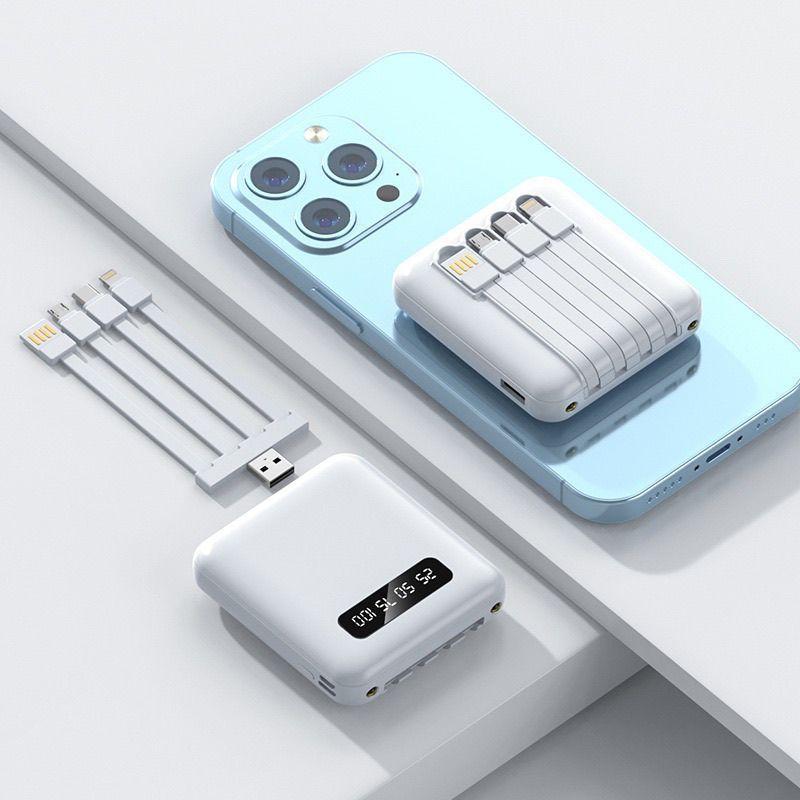 Pin Sạc Dự Phòng Tích Hợp 4-Cáp, Dung Lượng Lớn 20000mAh, Sạc Nhanh, Cầm Tay, Nguồn Điện Thoại Di Động Thông Dụng Tặng Kèm Miếng Dán 6