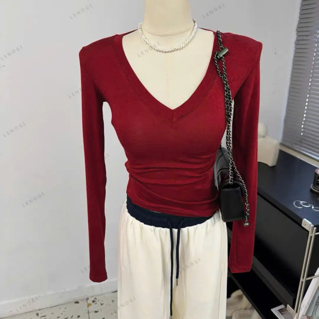 Áo thun nữ dài tay cổ tim cotton không pha nilon LENOGI Áo giữ nhiệt ôm body cotton siêu co dãn mịn mát A82 Top | BigBuy360 - bigbuy360.vn Áo thun nữ dài tay cổ tim cotton không pha nilon LENOGI Áo giữ nhiệt ôm body cotton siêu co dãn mịn mát A82 Top | BigBuy360 - bigbuy360.vn