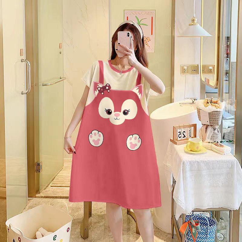 Product Introduction of Váy Ngủ Mùa Hè Dài Trung Bình Cho Nữ, Đồ Ngủ Ngắn Tay Cho Người Nổi Tiếng Trên Internet, Đồ Mặc Nhà Dáng Rộng Trực Tiếp, Cho Bà Bầu, Có Thể Mặc Ngoài Trời 5