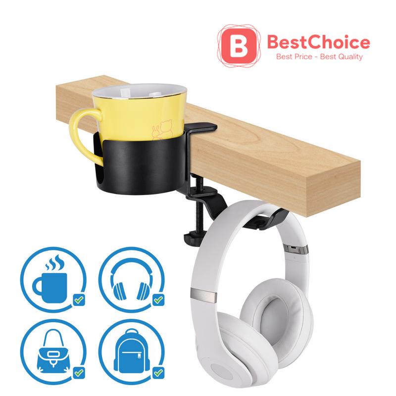 Kẹp giữ cốc nước gắn bàn Giá để cốc uống nước loại có khe đa năng