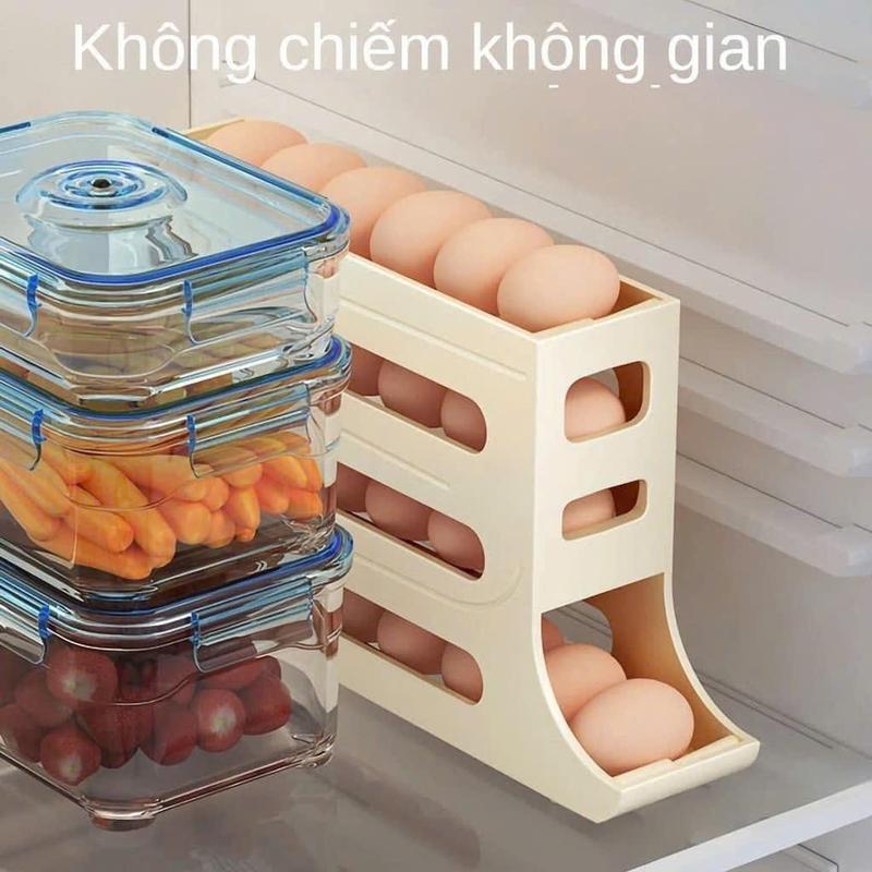 Khay đựng trứng, hộp đựng trứng 4 tầng tự lăn giúp tiết kiệm không gian 6