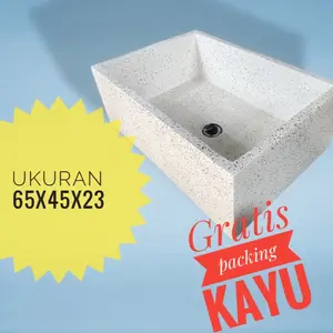 Bak wastafel persegi ukuran 65x45x23 ( gratis packing kayu ) Glossy cuci