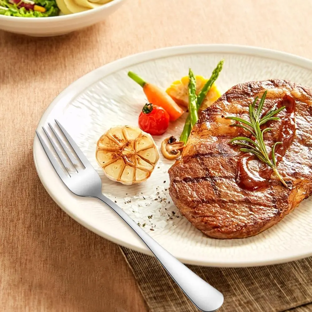 Stainless Steel Fork Household Western Food Pasta Steak Fork Thickened Long Handle Dessert Fruit Salad Fork