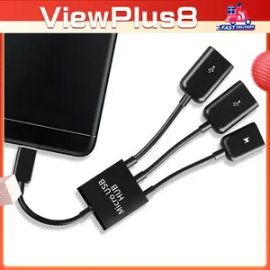 Type-C OTG USB Hub 3 in 1 Adapter Type-C to Micro USB 2.0 dengan 3 Port untuk Data dan Pengisian