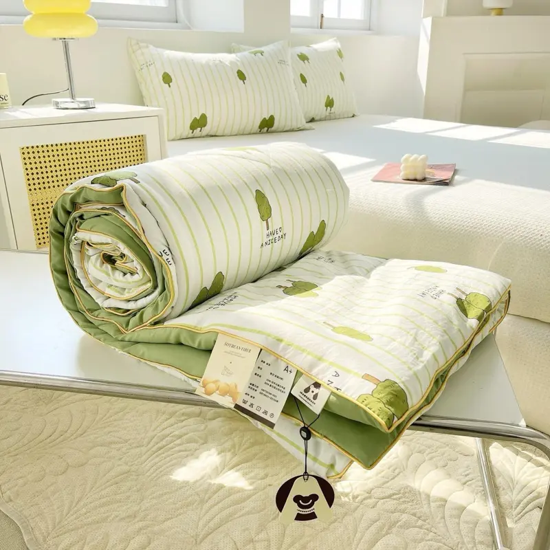 Chăn đũi hè cotton hàn chần bông xơ đậu lành viền kiểu mới  2m2x2m , chăn đũi xơ đậu nành mềm mịn thoáng mát mát