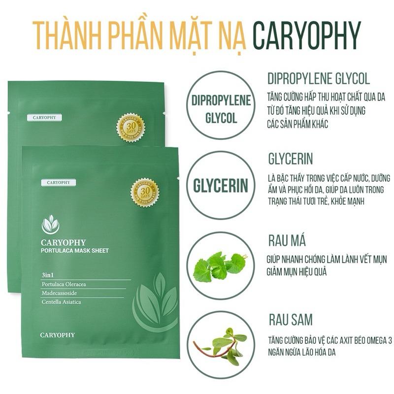 [CHÍNH HÃNG] Mặt Nạ Caryophy Portulaca Mask Sheet 3in1:  mặt nạ ngừa mụn,giảm thâm và dưỡng ẩm hoàn hảo 1