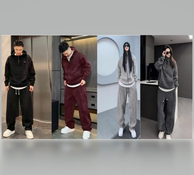  Bộ Hoodie Nam Nữ  Dạ KIM  TUYẾN chất liệu đặc biệt phong cách thể thao 