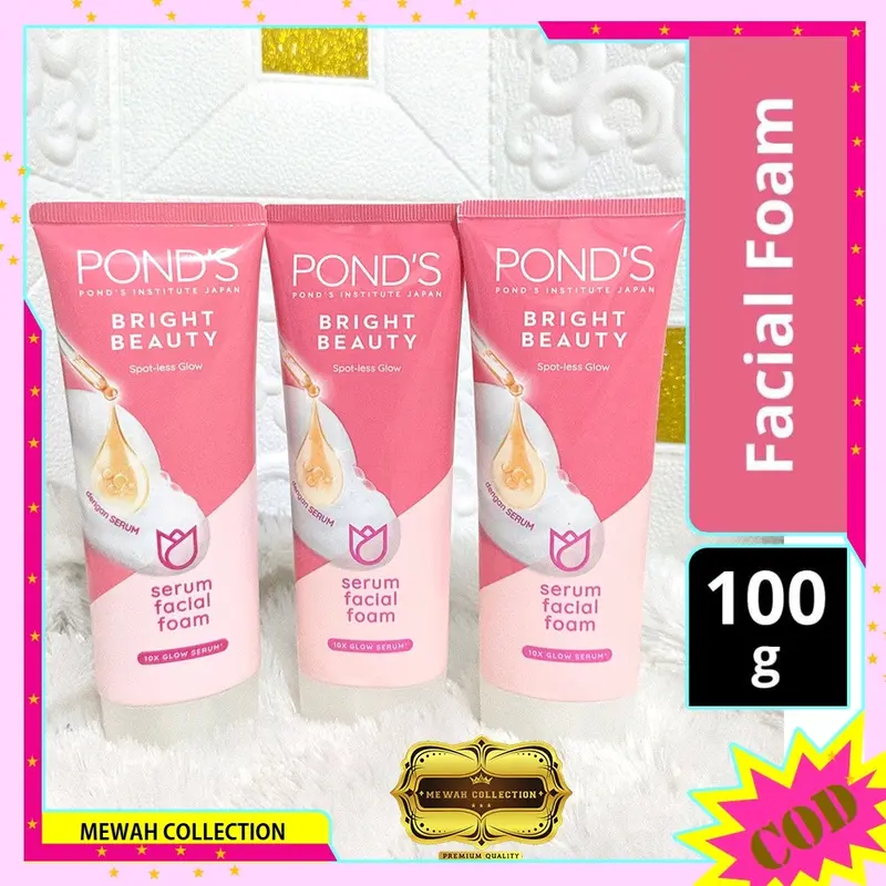 Ponds Bright Beauty Facial Foam 100gr Sabun Cuci Pembersih Wajah Muka Pemutihan Mencerahkan Extract Vitamin Membersihkan Hitam Acid 4