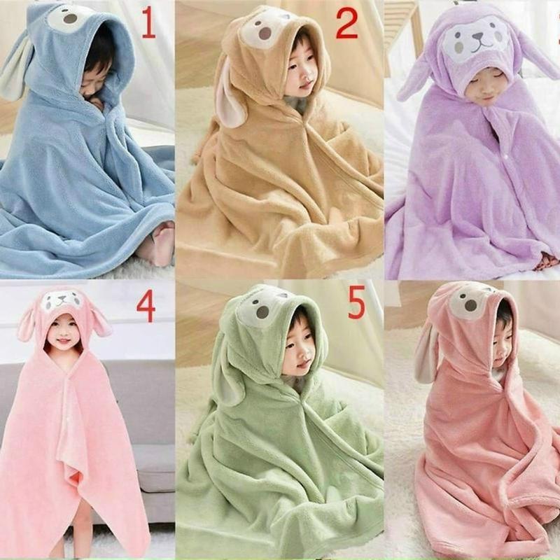 Khăn tắm cho bé, khăn choàng tắm có mũ, áo choàng tắm cho bé đi biển Cotton Voi