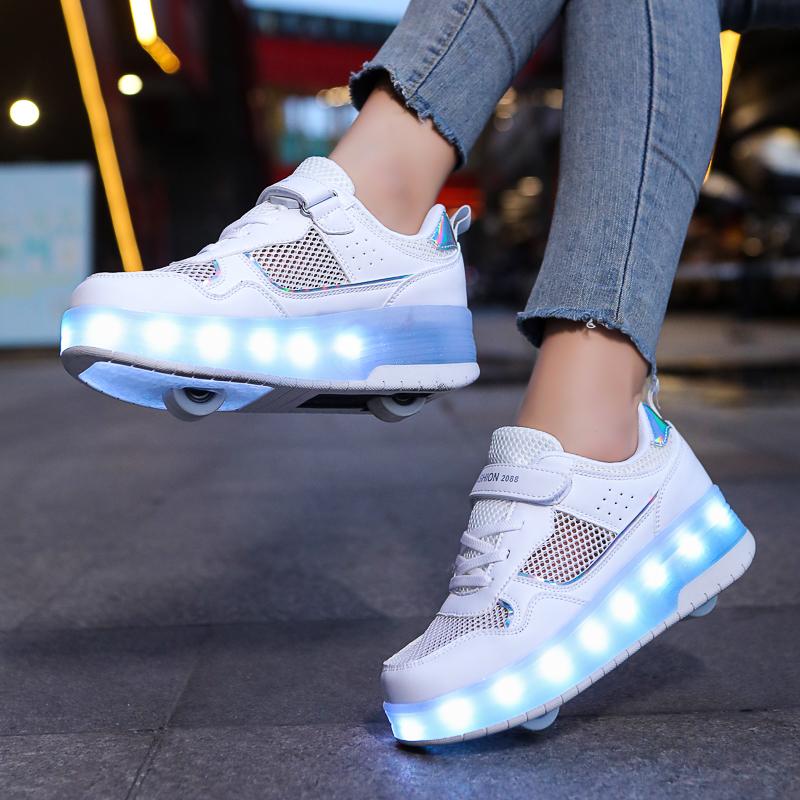Giày Giày Thể Thao Hai Bánh Chiếu Sáng LED, , Dành Cho Giày Trượt Patin Trẻ Em, Giày Chiếu Sáng Đầy Màu Sắc Cho Trẻ Em, Giày Thể Thao Cho Bé Gái Và Bé Trai Có Bánh Xe 7