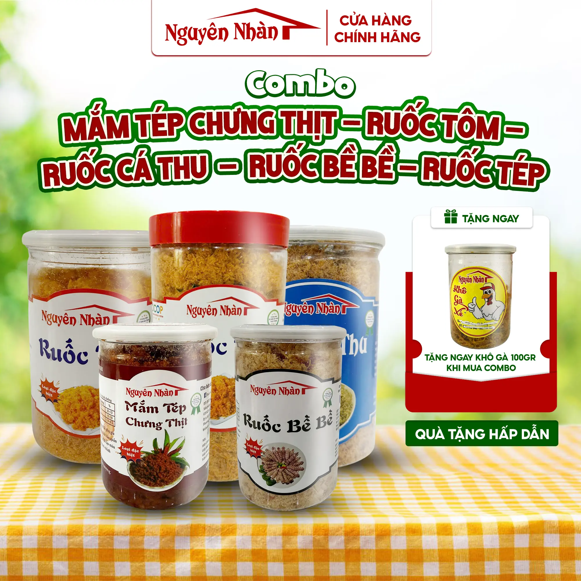 Combo 5 Hộp:  Ruốc Cá 300g+Bề Bề 300g+ Mắm Tép 450g+ Ruốc Tôm 250g+Ruốc Tép 450g Siêu Tiết Kiệm Food