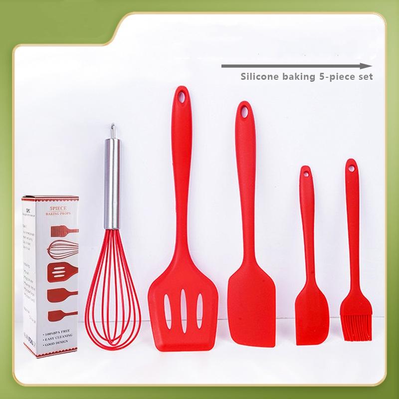 5 PIECES Silicone Kitchen Utensils Set Silicone Baking Props - TikTok ...