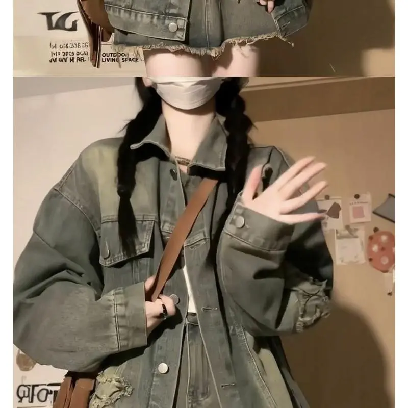Áo Khoác Rách Denim, Phong Cách Cổ Điển Dành Cho Nữ, Đầu Xuân Và Mùa Thu, Thiết Kế Đẹp, Áo Khoác Độc Đáo, Hàng Mới Về 2024 Jacket Top 8