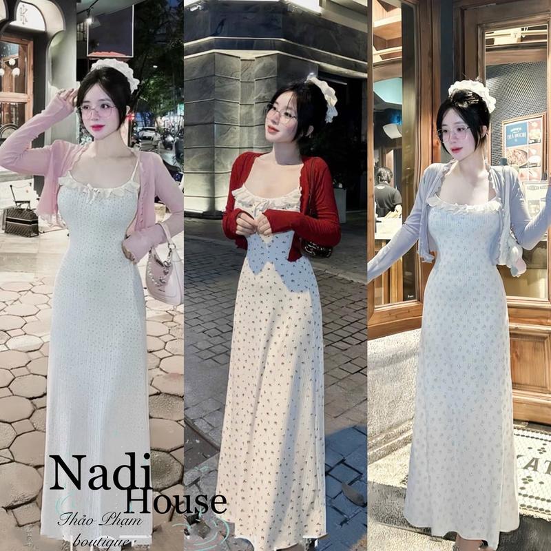 S06/ SET VÁY 2 DÂY HOA NHÍ BÈO NGỰCC, KÈM KHOÁC, CHẤT TĂM GÂN( 3 màu hồng, đỏ, xám nhạt) Dress vaytet