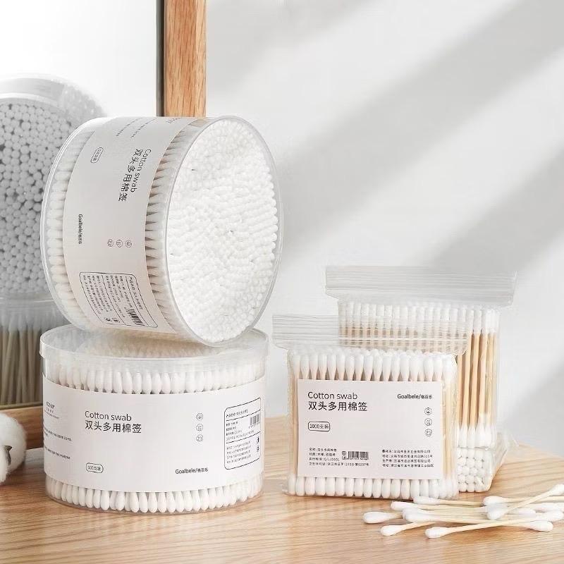 ￼Combo 3 Hộp 1500 que tăm bông ngoáy tai thân gỗ 2 đầu tròn xoắn thân thiện với môi trường, tăm bông ngoáy tai Loại Đủ