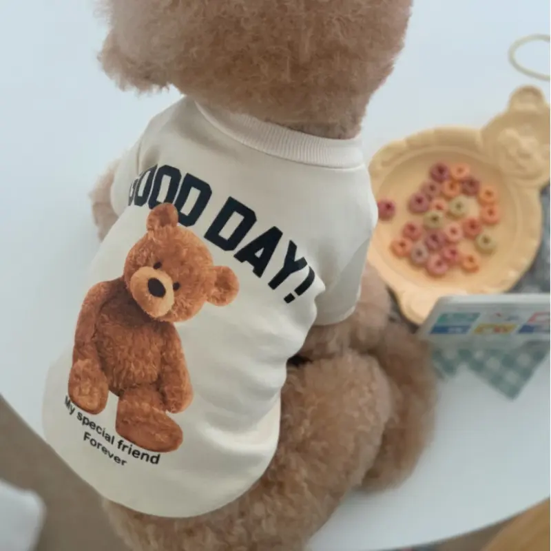 Cute bear pattern cat/dog trendy sweatshirt with velvet, warm, breathable and comfortable for small and medium-sized dogs 6