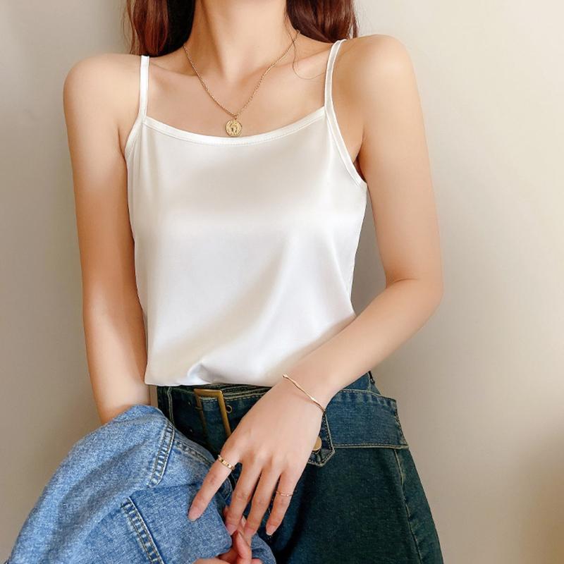 Áo 2 dây nữ lụa satin Trắng cao cấp mặc trong vest,blazer, chất vải mịn, mát - AO0024 Women  Top tank hở  lưng croptop  tube 3 lỗ 2000s tops