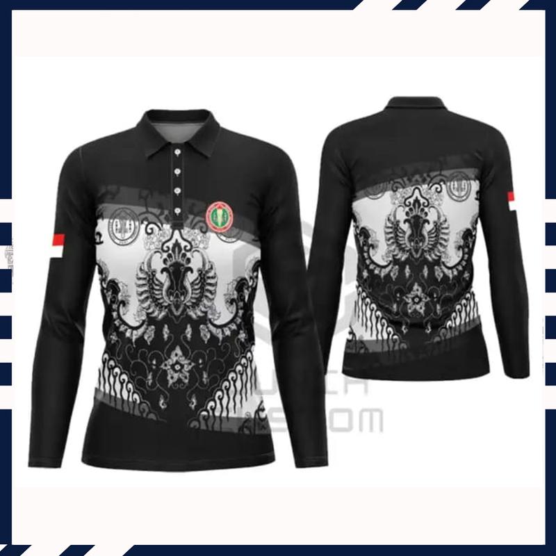 Product Introduction of Jual Kaos Berkerah Wanita Tangan Panjang PGRI MOTIF BATIK Desain Fullprint 1