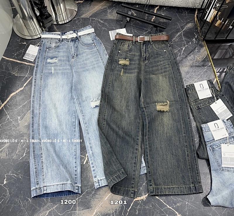 ( Nấm Lun < 1M59 ) Quần Jean Ống Suông Lở Cào Thân, Rách Gối, Rả Thân Cho Các Bà Nấm Lùn Cạp Cao Tôn Dáng KiHa Jean Nữ Pants