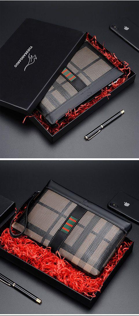 Product Introduction of 2023 New Men's Clutch Business Outing Authentic Leather Tactile Feel Lightweight and Large Capacity Envelope Clutch Male Wallets 13