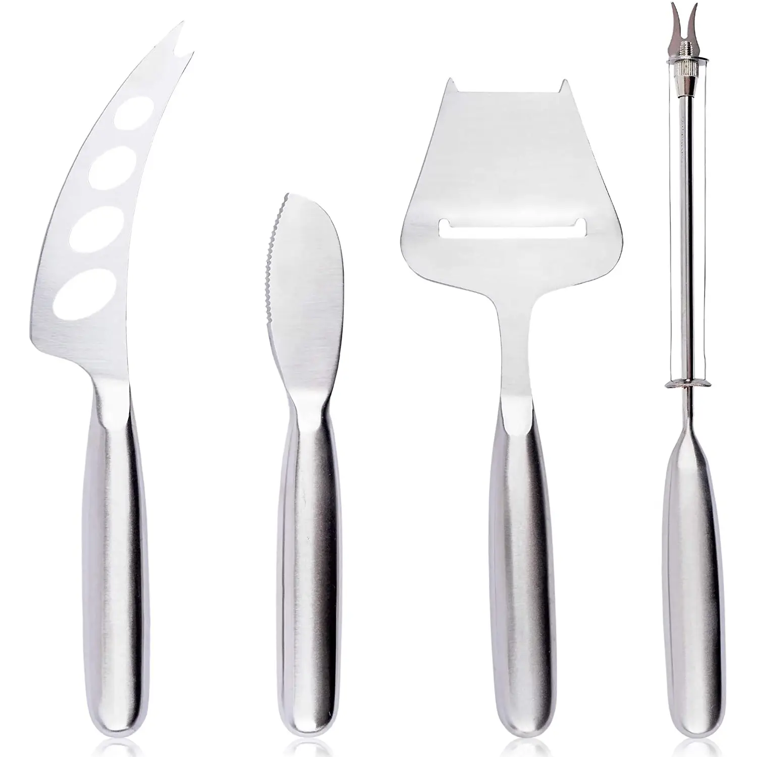 Cheese Knife Stainless Steel Set - 4 Pieces Cheese Accessories Knives Wire Cutter Cheese Spreader Cheese Slicer