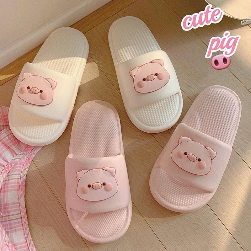 Dép bánh mì hình chú heo ú nu dễ thương heo hồng Slipper DéP Nhung Có Quai Nữ