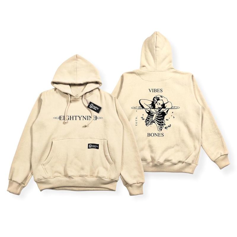 HOODIE PREMIUM EIGHTY NINE WARNA CREAM BE ALIVE MOTIF SIMPEL AESTHETIC 6