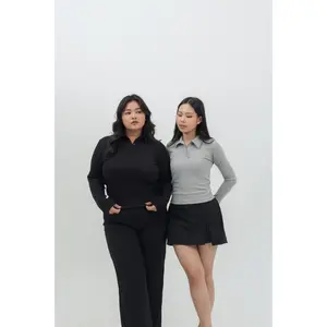 MISS 80 Audrey Basic Polo Longsleeve Top Atasan Lengan Panjang Wanita