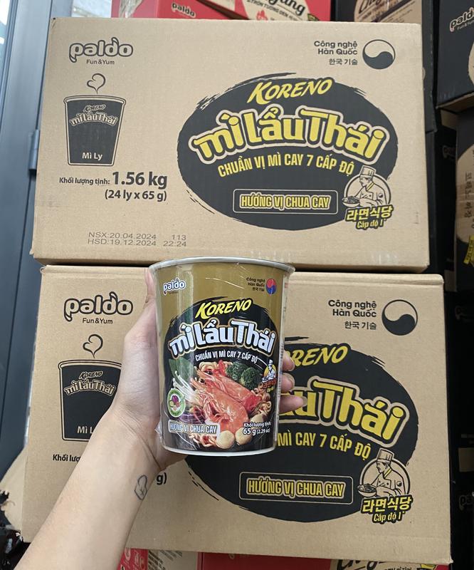 Mì Ly Lẩu Thái Koreno Hương Vị Chua Cay Đặc Biệt Mì Ăn Liền Chua và Cay Đặc Biệt Thùng 24 Ly Food
