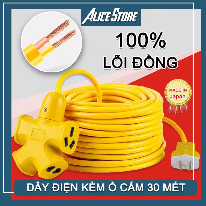 [ Lõi Đồng 100% ] Cuộn Dây Điện Dài 30M Kèm Ổ Cắm, Phích Cắm Đúc Chịu Lực Cao Đa Năng Tiện Lợi Dài 30M, Dây Cấp Nguồn 220V