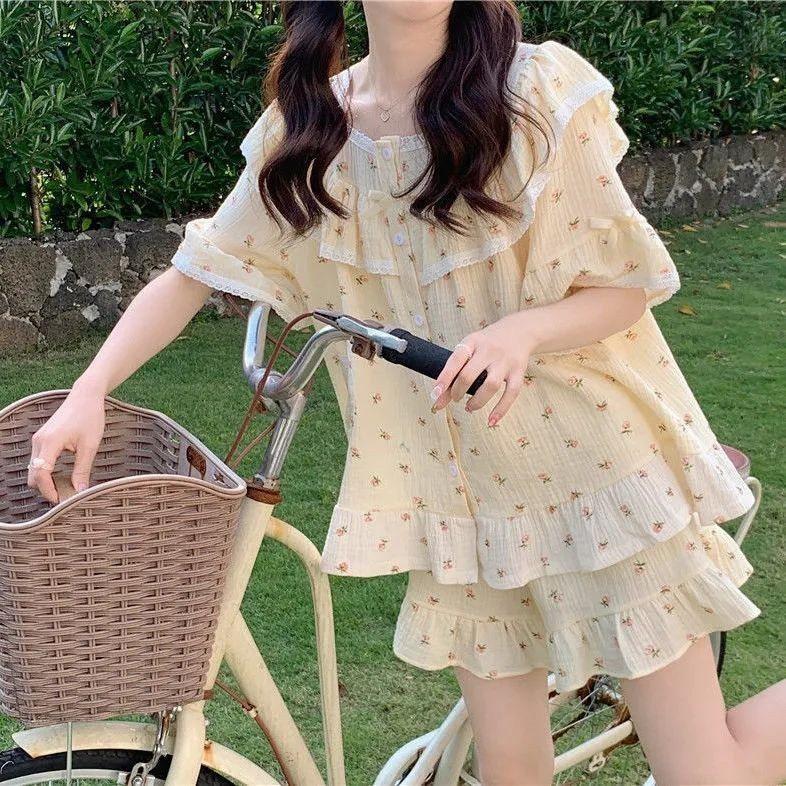 Bộ Đồ Ngủ Pijama Mặc Nhà Tay Cộc Quần Đùi Chất Đũi Xốp Cao Cấp Có Size,Đồ Bộ Nữ Mặc Nhà Giá Rẻ Áo Women Nhung