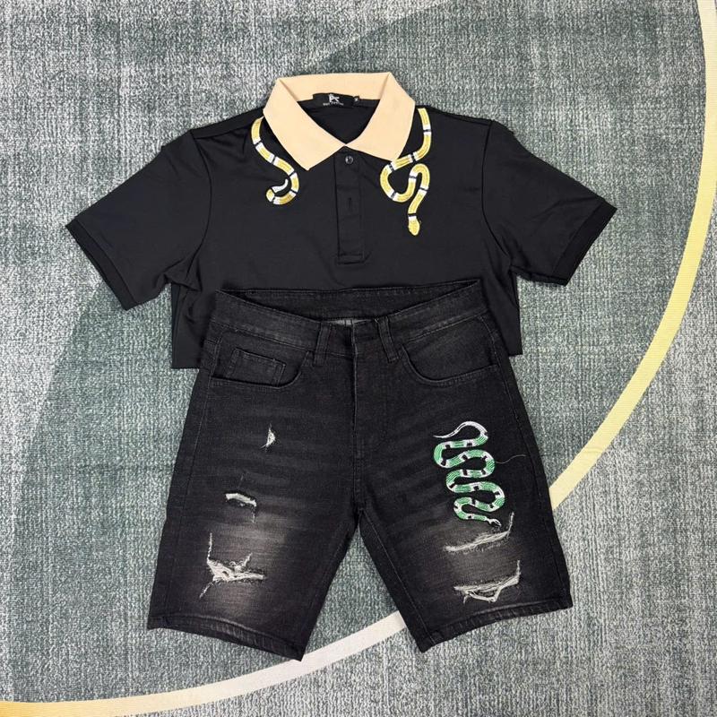  Bộ quần áo nam mùa hè chất thun co dãn họa tiết thêu SNAKE sang trọng mẫu mới-TRÚC ANH SHOP 