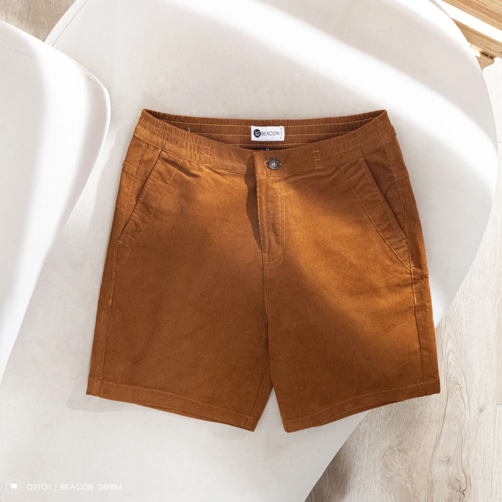 Quần Short Nam Chất Nhung Tăm Trên Gối 4 Màu Basic BỜM SHOP (Beacon Denim cũ) Mã QSN01 Trẻ Trung, Thanh Lịch Menswear