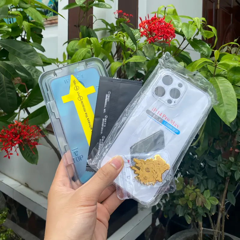 Combo 3 Kính cường lực KingKong Glass chống nhìn trộm hộp vàng , có khung tự dán, Tri ân 2 kính trong suốt+ 1 mèo thần tài + 1 que sim- DC Phụ Kiện 3