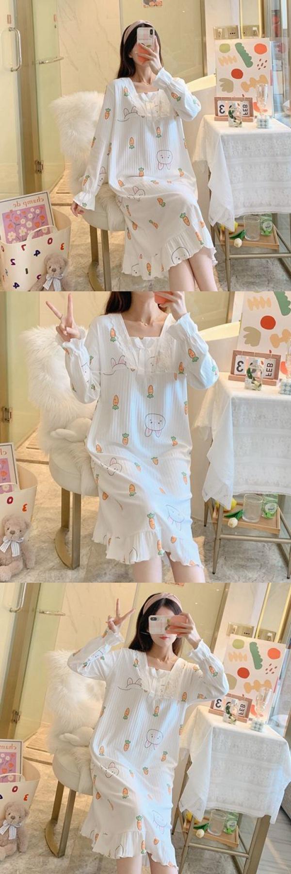 Product Introduction of Váy Ngủ Cho Nữ, Phong Cách Công Chúa Ren Mùa Thu, Dài Tay, Dễ Thương, Cỡ Lớn, Thích Hợp Cho Mùa Mùa Xuân Và Mùa Thu, Phong Cách Instagram, Thích Hợp Cho Học Sinh, Thiết Kế Hoạt Hình, Thích Hợp Cho Trang Phục Nhà Cửa Women Đầm Ngủ Dress Khuy 14