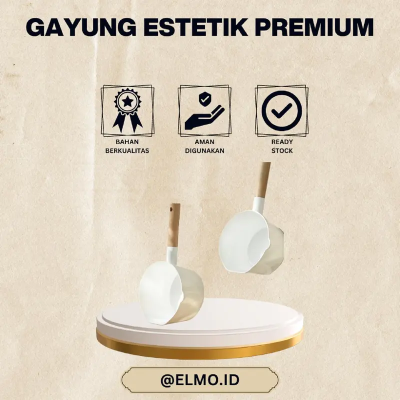 Gayung Estetik Kualitas Premium Dengan Gagang Kayu Gayung Air Masak Dapur kamar mandi 0