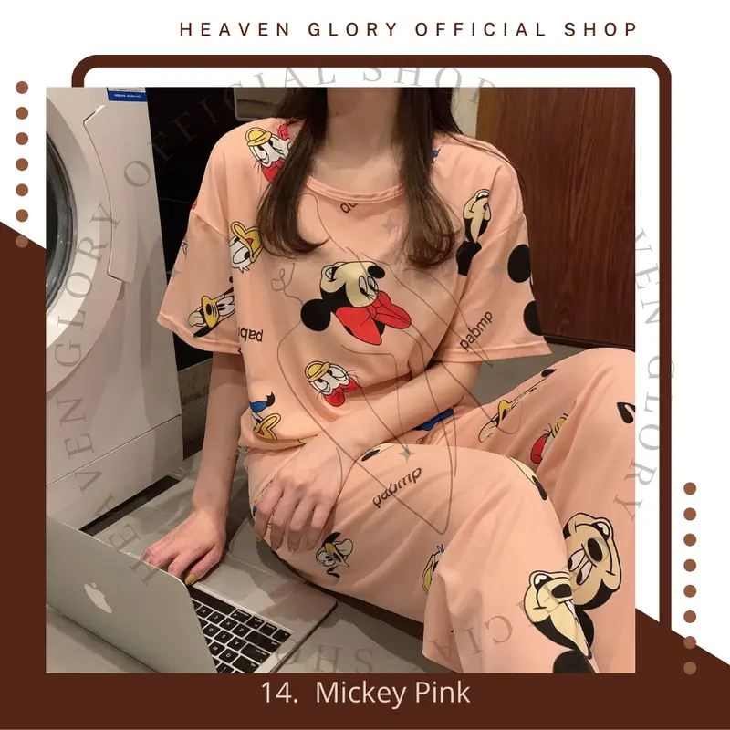 Glory Set CP | Piyama Pajama | Baju Tidur Set | Baju Rumah Set | Piyama Wanita Set Polyester Celana Panjang Pendek Fit 7
