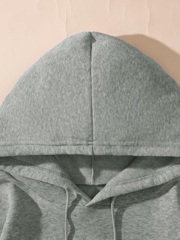 Women's Plus Size  Heart & Letter Print  Drawstring Hoodie, Fashion Casual Pocket Hooded Sweatshirt for Daily Wear, Women Clothing for Fall & Winter Valentine's Day, gift 2