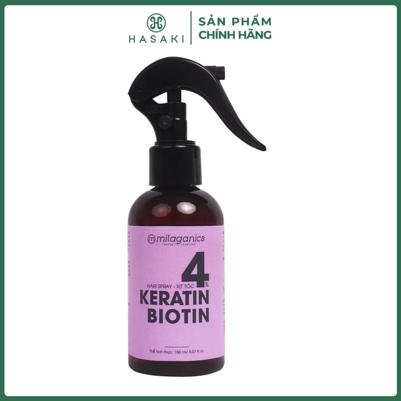 Xịt Tóc Milaganics Keratin & Biotin 4% Hỗ Trợ Giúp Mọc Tóc 150ml | HASAKI BEAUTY 0