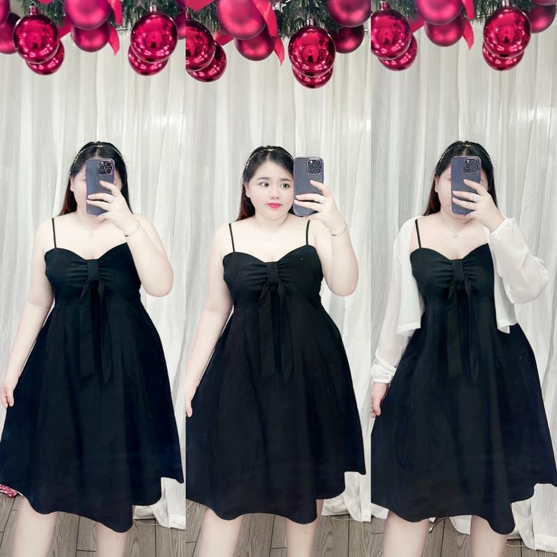 [60-90kg] Set đầm hai dây kèm áo khoác Bigsize Linh Nguyễn Có hoa Dress váy  tiệc
