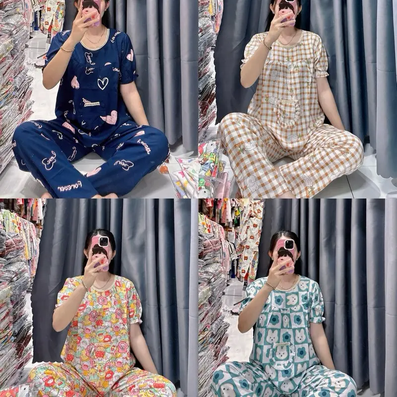 Bộ tole 2 da cổ tròn nút cài tay lỡ dài (40-72kg)