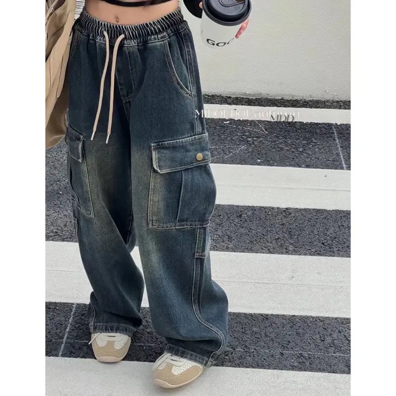 Quần jean cho bé gái sz 20-40kg ống xuông, quần jean ống rộng túi hộp hiphop 1