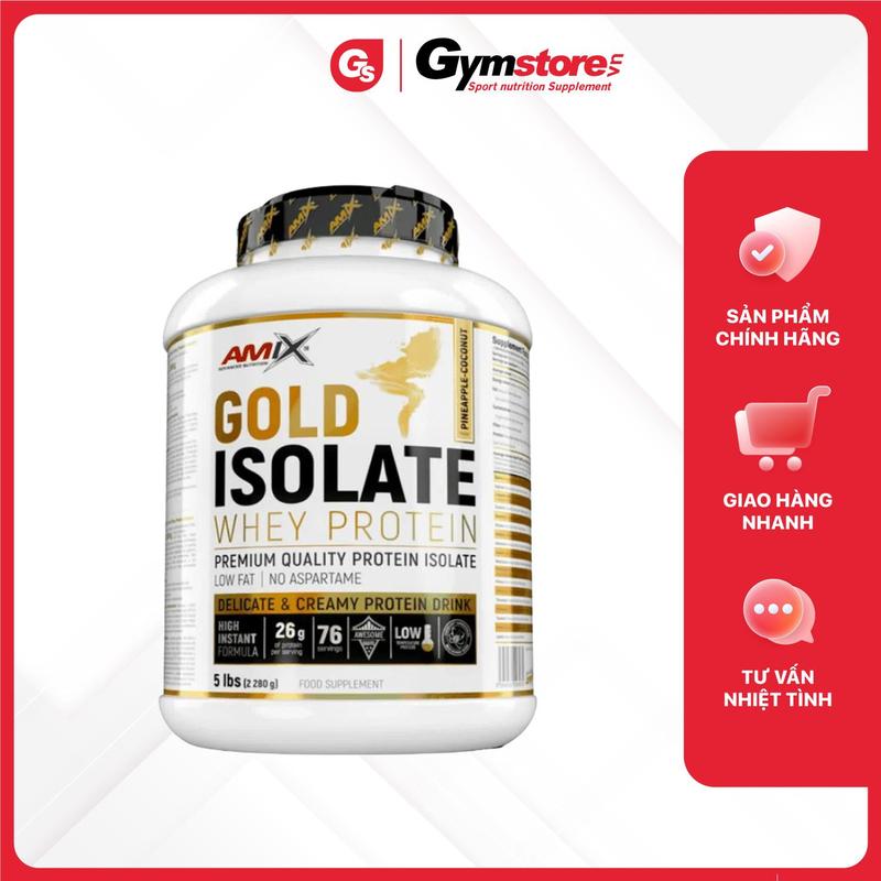 Bột hỗ trợ tập gym Amix Gold Isolate Whey Protein, 5 Lbs (76 Servings) | Made in UK | GYMSTORE